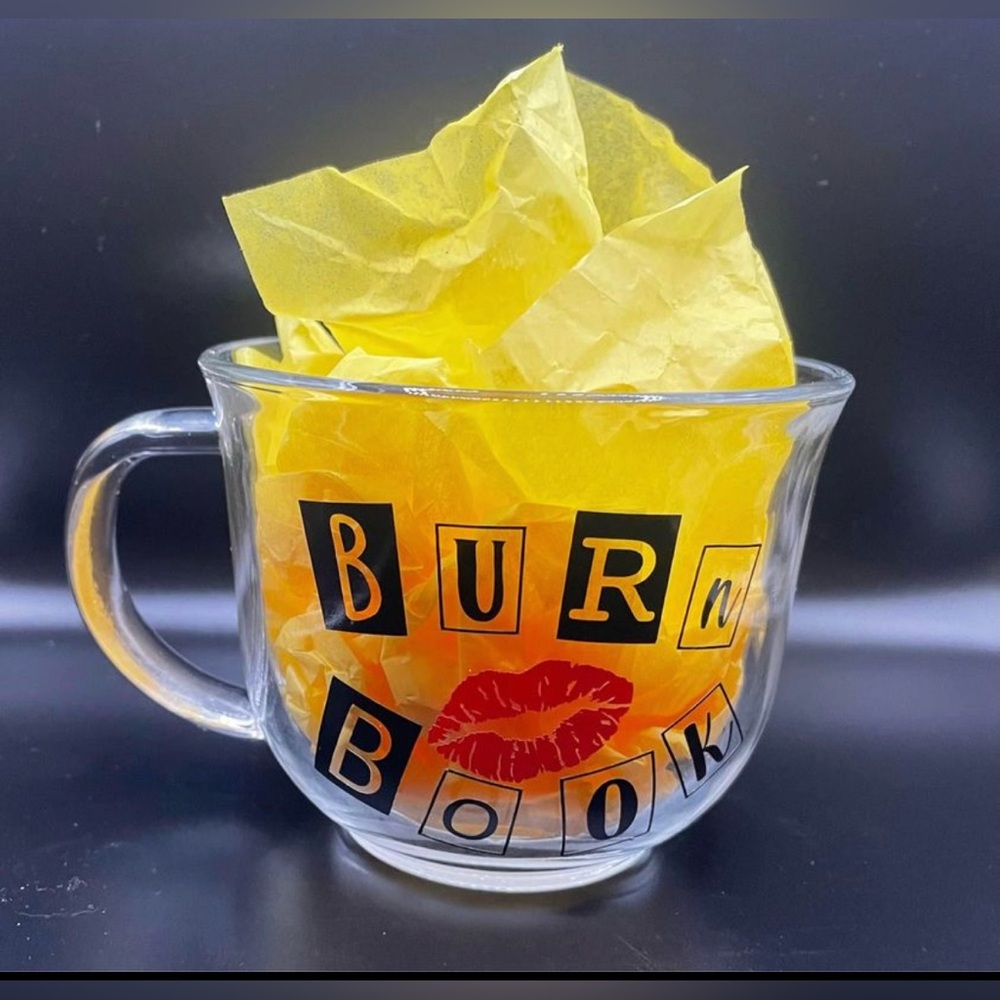 🆕 "Burn Book" from Mean Girls Movie 18oz Glass Coffee Drinking Mug Cup